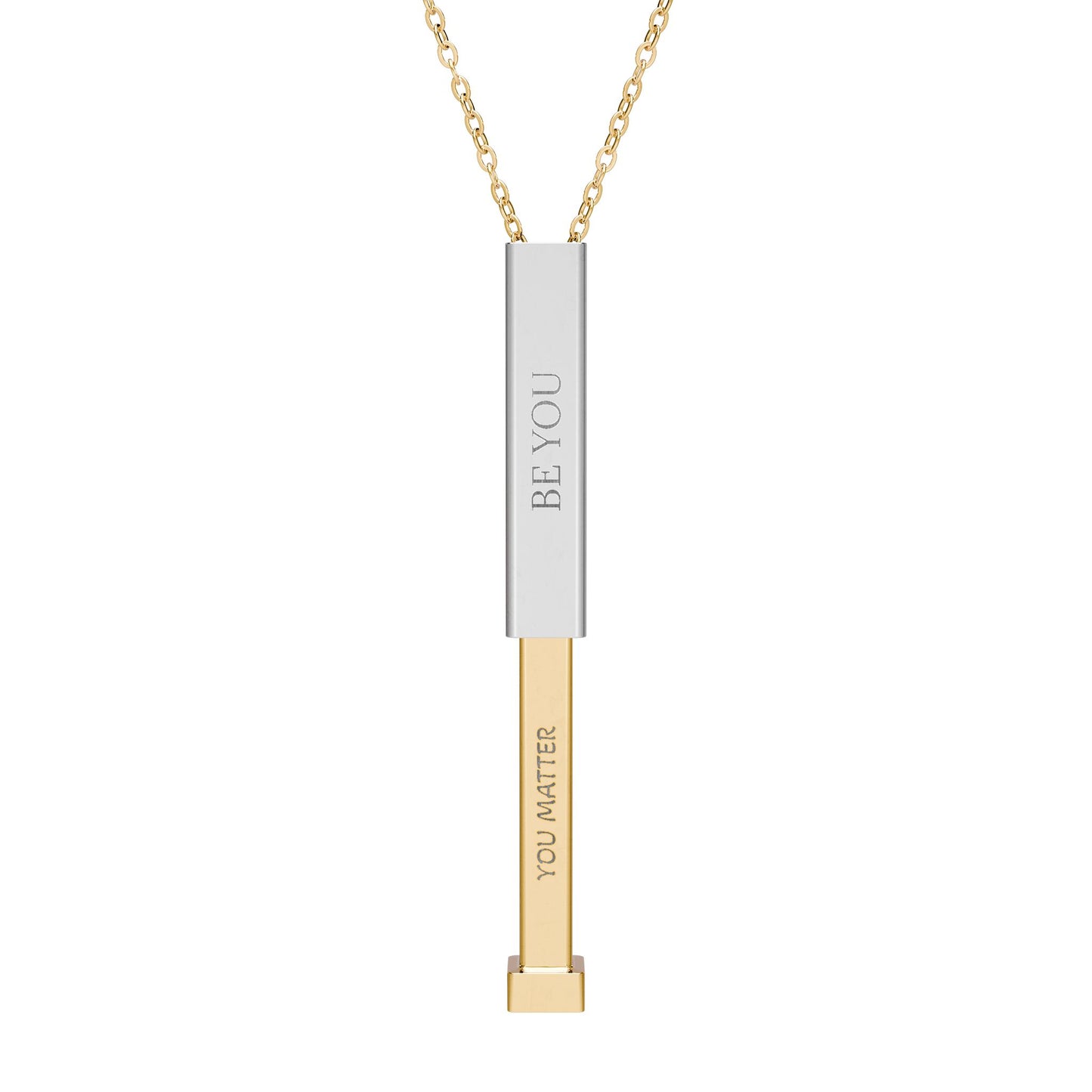 Hidden Message Sliding Bar Necklace — Engravable Secret Message Pendant