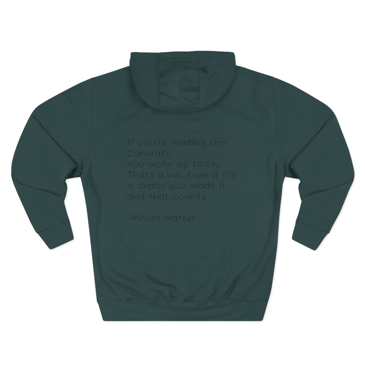 Hoodie — 'Misfits Matter' Cozy Fleece Hoodie with Inspirational Back Quote