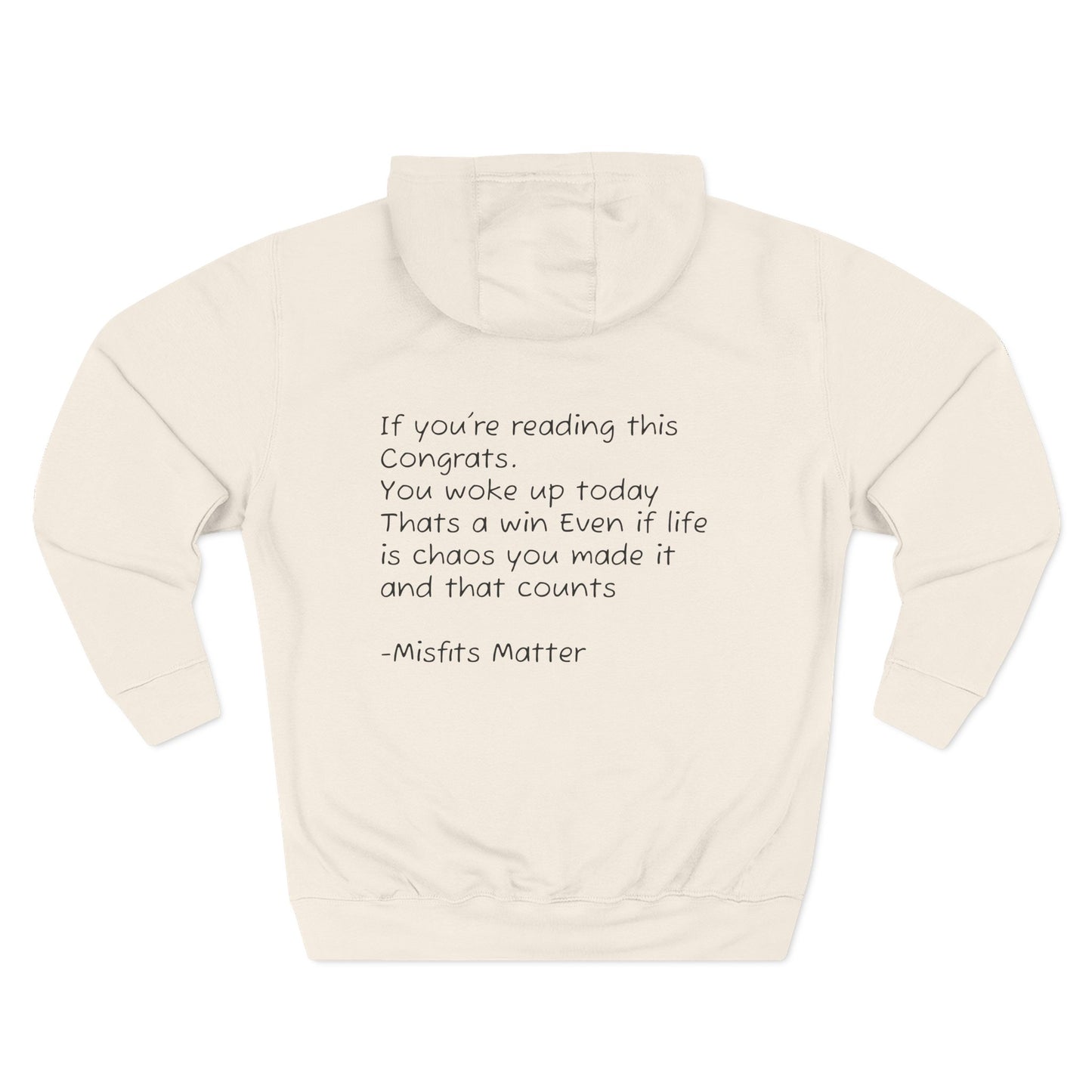 Hoodie — 'Misfits Matter' Cozy Fleece Hoodie with Inspirational Back Quote
