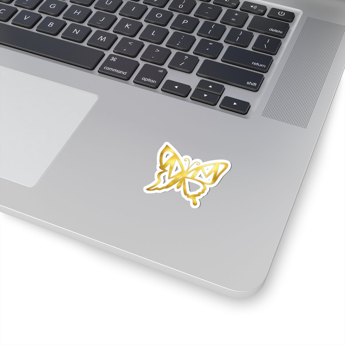 Gold Butterfly Kiss-Cut Sticker — Metallic Butterfly Laptop Decal
