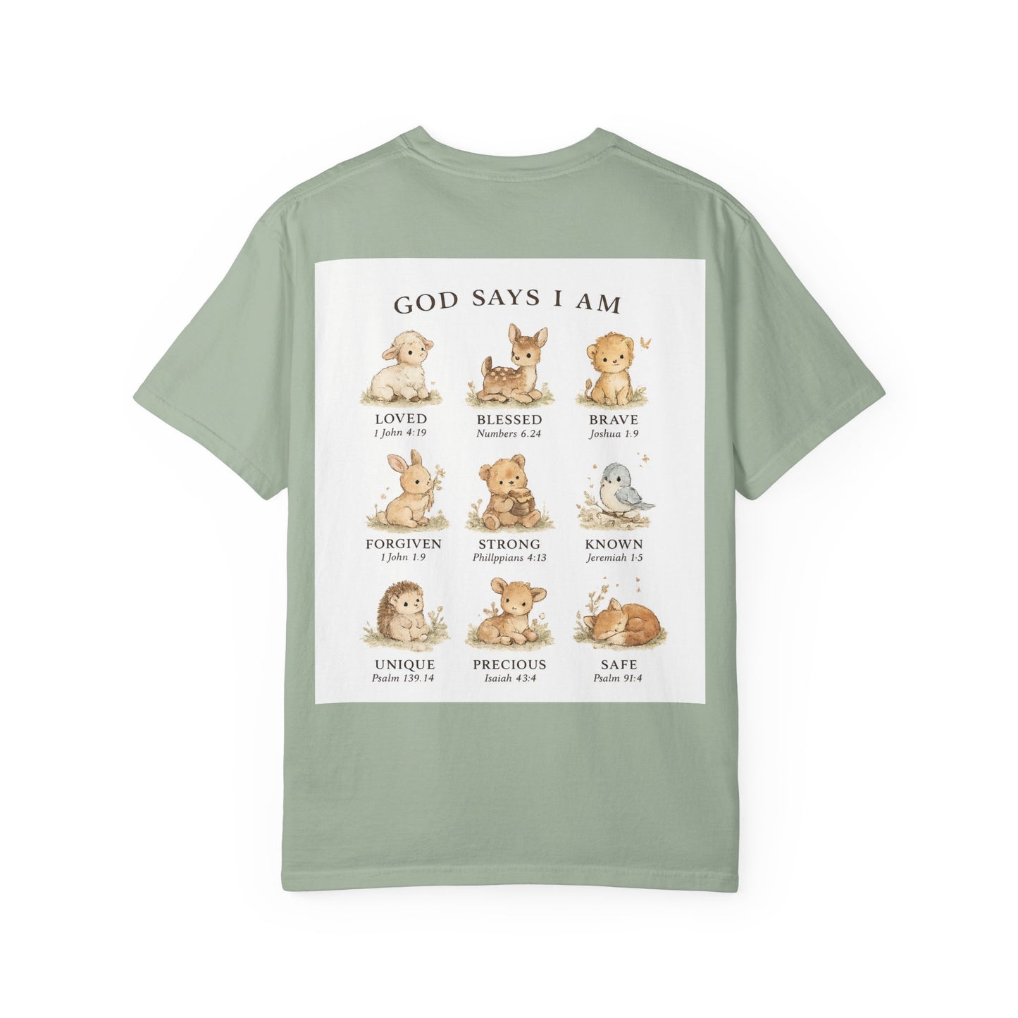 God Says I Am animals illustration T-Shirt | inspirational scripture sayings