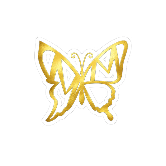 Gold Butterfly Kiss-Cut Sticker — Metallic Butterfly Laptop Decal