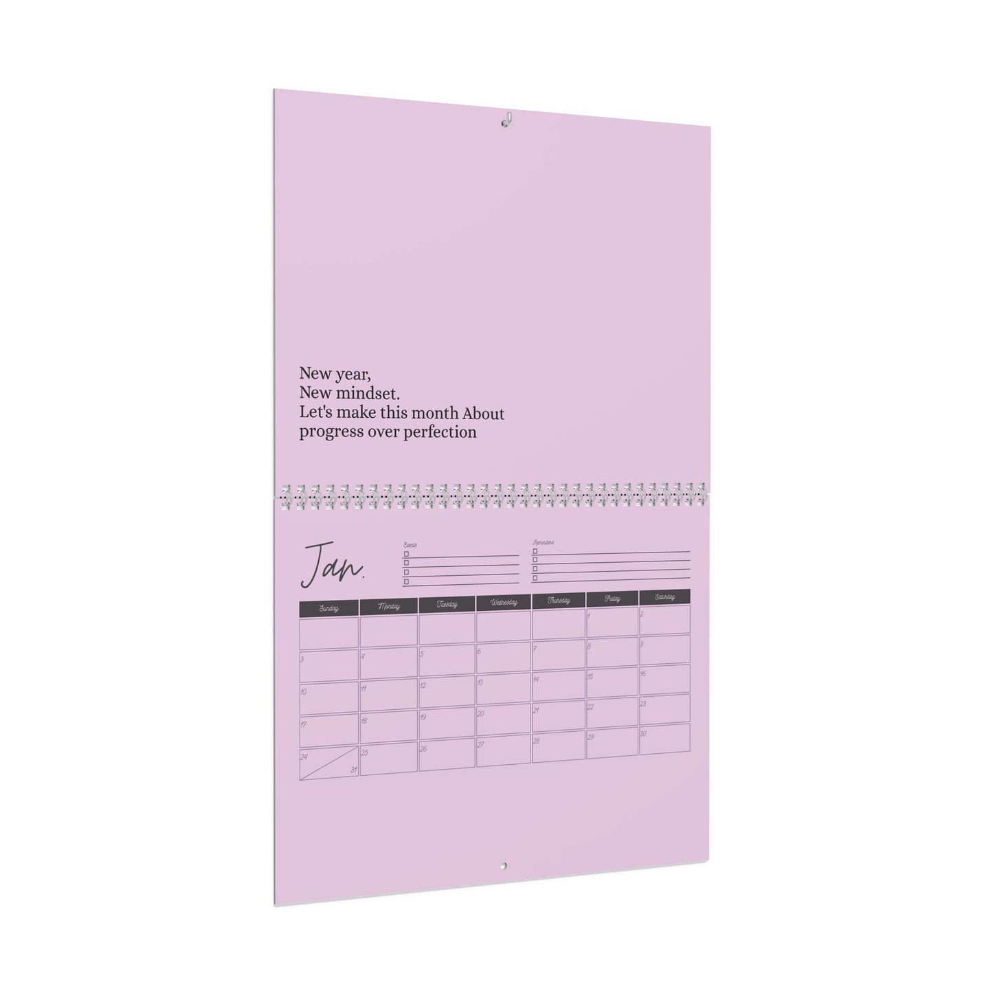 2027 Pink Inspirational Wall Calendar — Monthly Blank Planner with Motivational Quotes