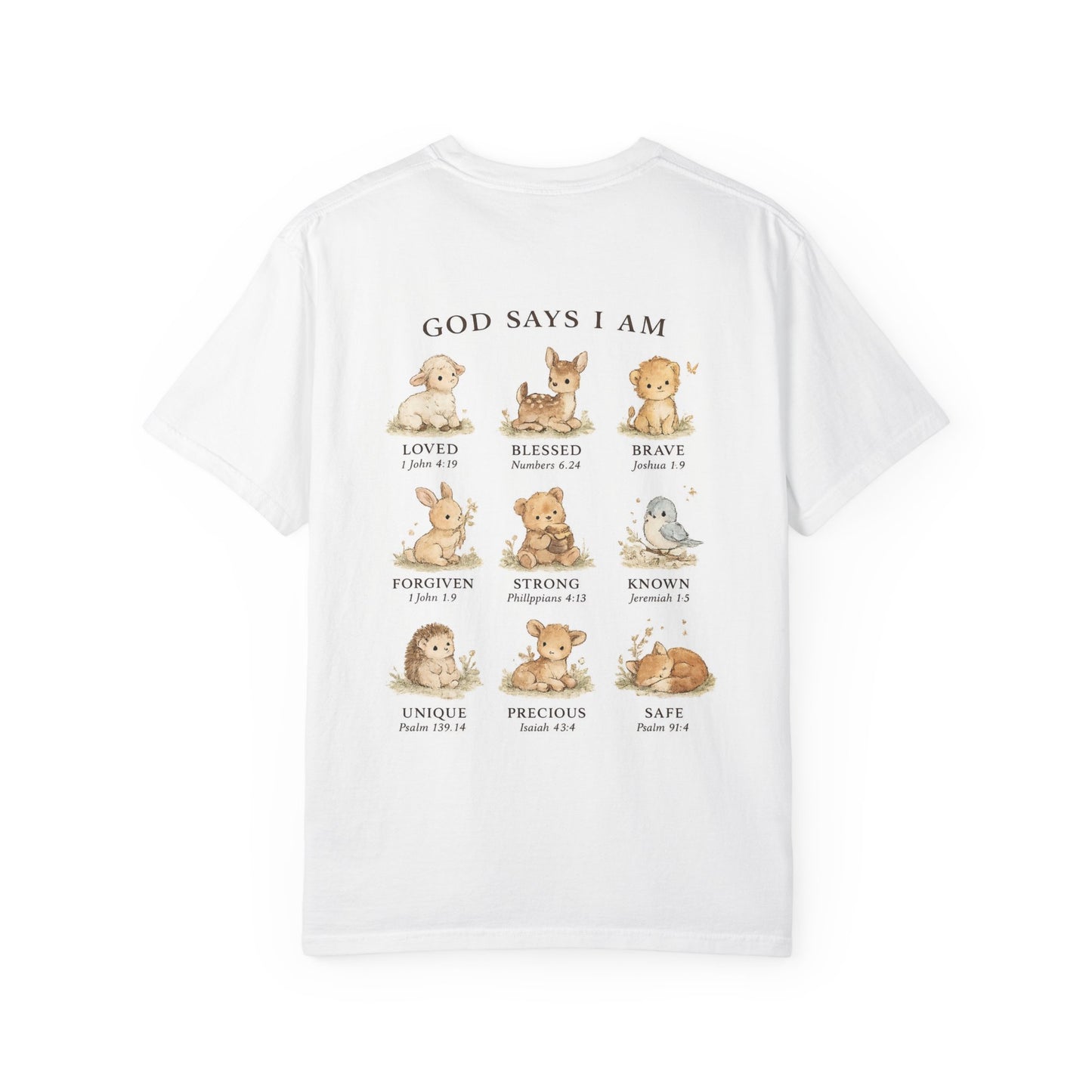 God Says I Am animals illustration T-Shirt | inspirational scripture sayings
