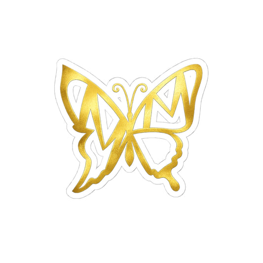 Gold Butterfly Kiss-Cut Sticker — Metallic Butterfly Laptop Decal