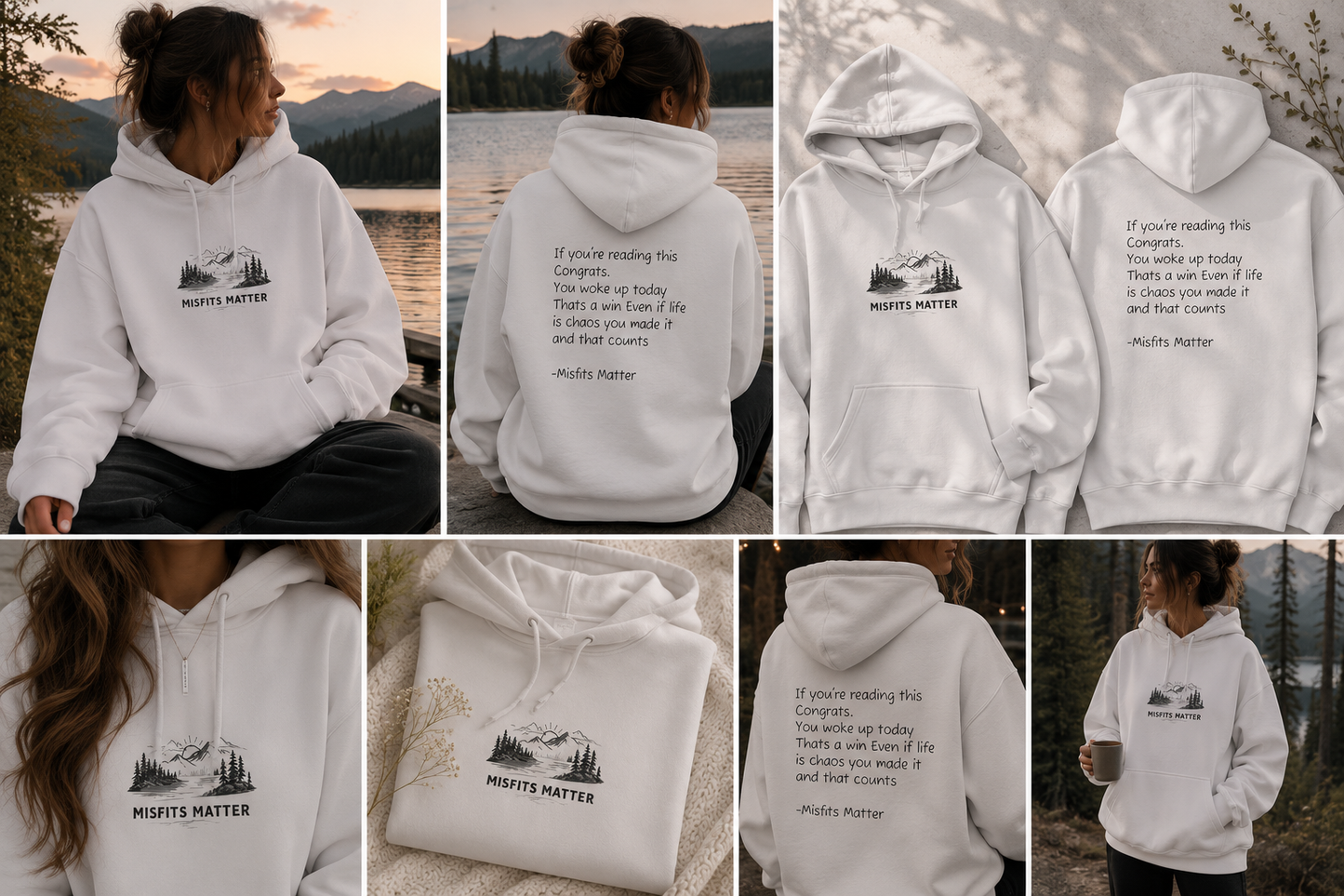 Hoodie — 'Misfits Matter' Cozy Fleece Hoodie with Inspirational Back Quote