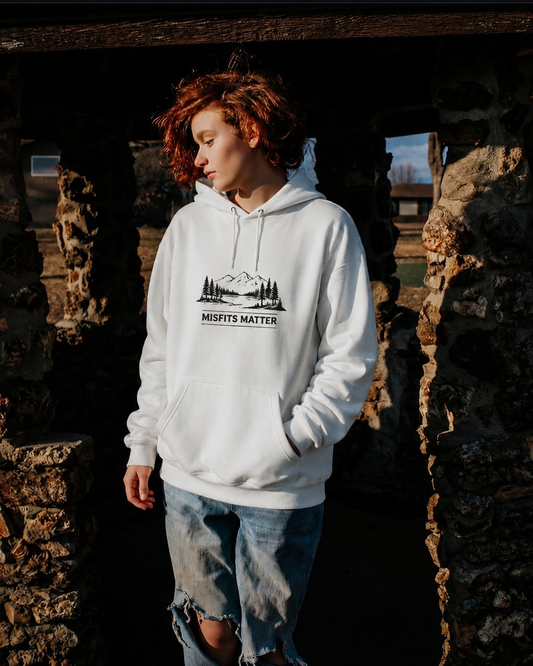 Hoodie — 'Misfits Matter' Cozy Fleece Hoodie with Inspirational Back Quote