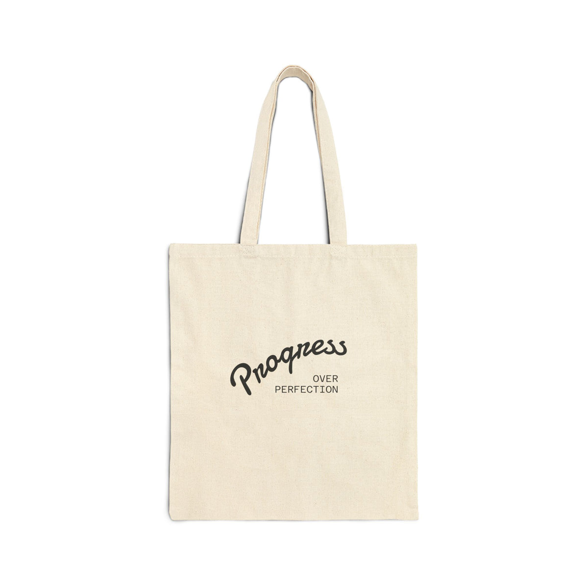 Canvas Tote Bag — "Progress Over Perfection" Motivational Eco Shopper