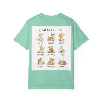 God Says I Am animals illustration T-Shirt | inspirational scripture sayings