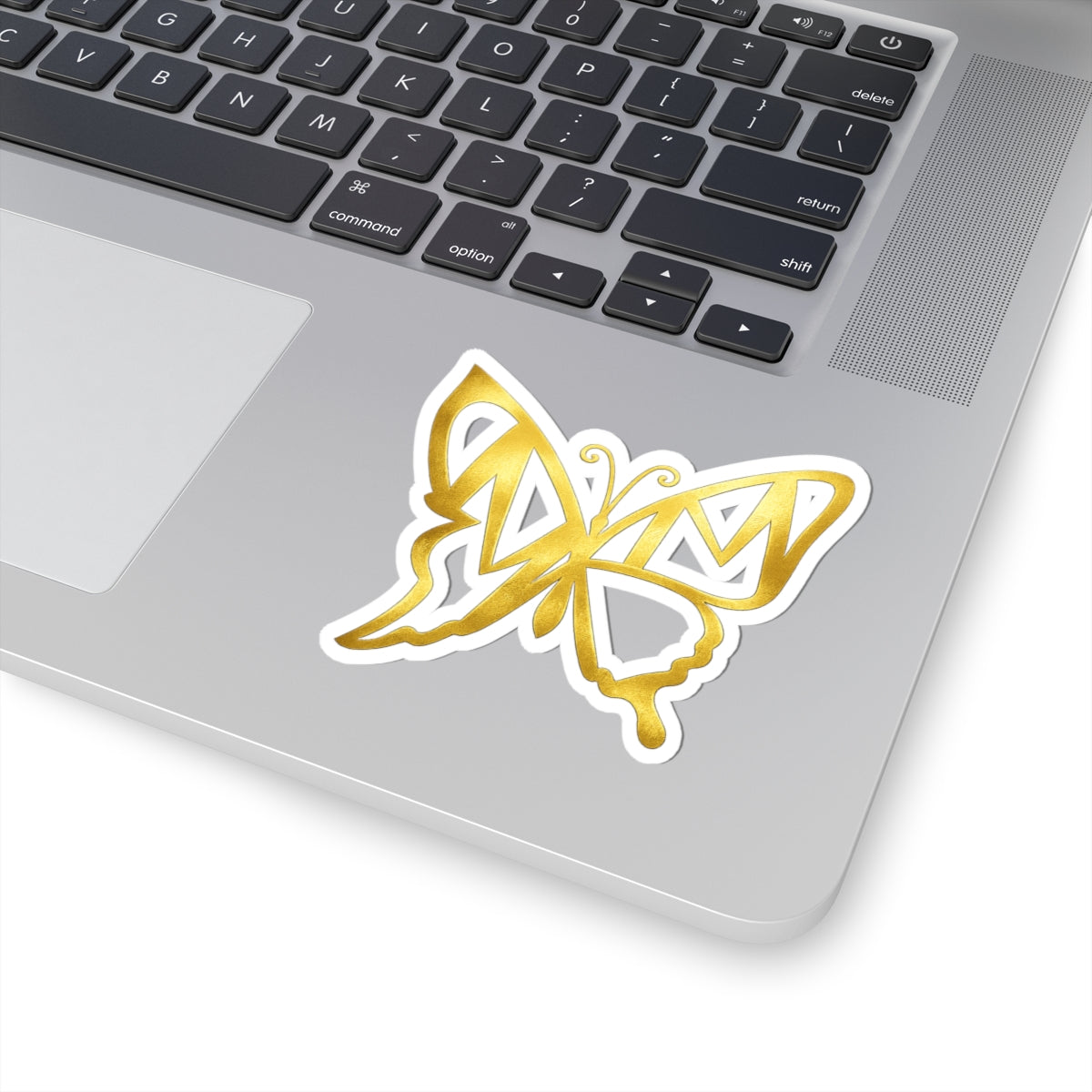 Gold Butterfly Kiss-Cut Sticker — Metallic Butterfly Laptop Decal