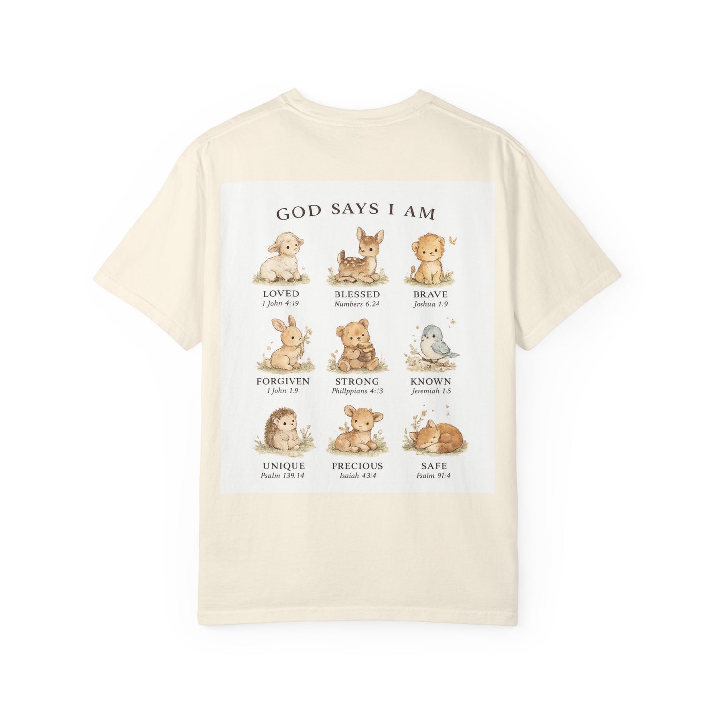 God Says I Am animals illustration T-Shirt | inspirational scripture sayings