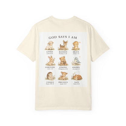 God Says I Am animals illustration T-Shirt | inspirational scripture sayings