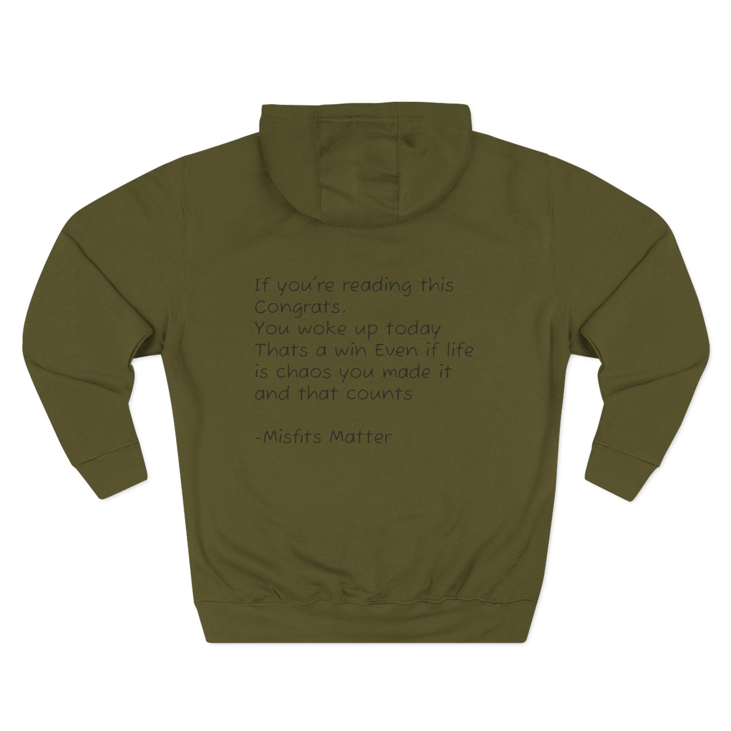 Hoodie — 'Misfits Matter' Cozy Fleece Hoodie with Inspirational Back Quote