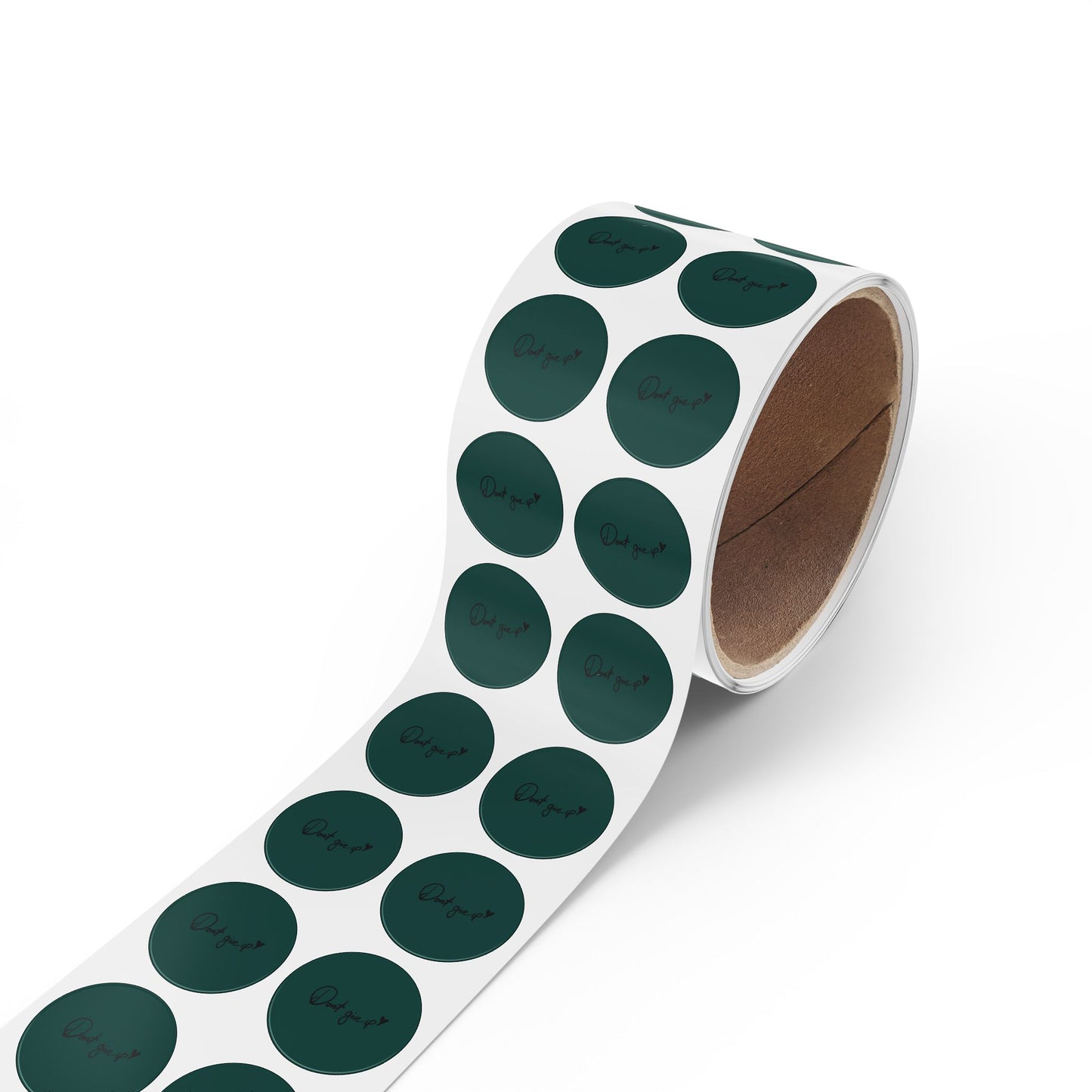Round Sticker Roll — Dark Green “Don’t Give Up” Motivational Labels