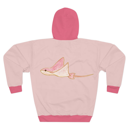 Pink Manta Ray Hoodie — Cute Pastel Sea Life Pullover