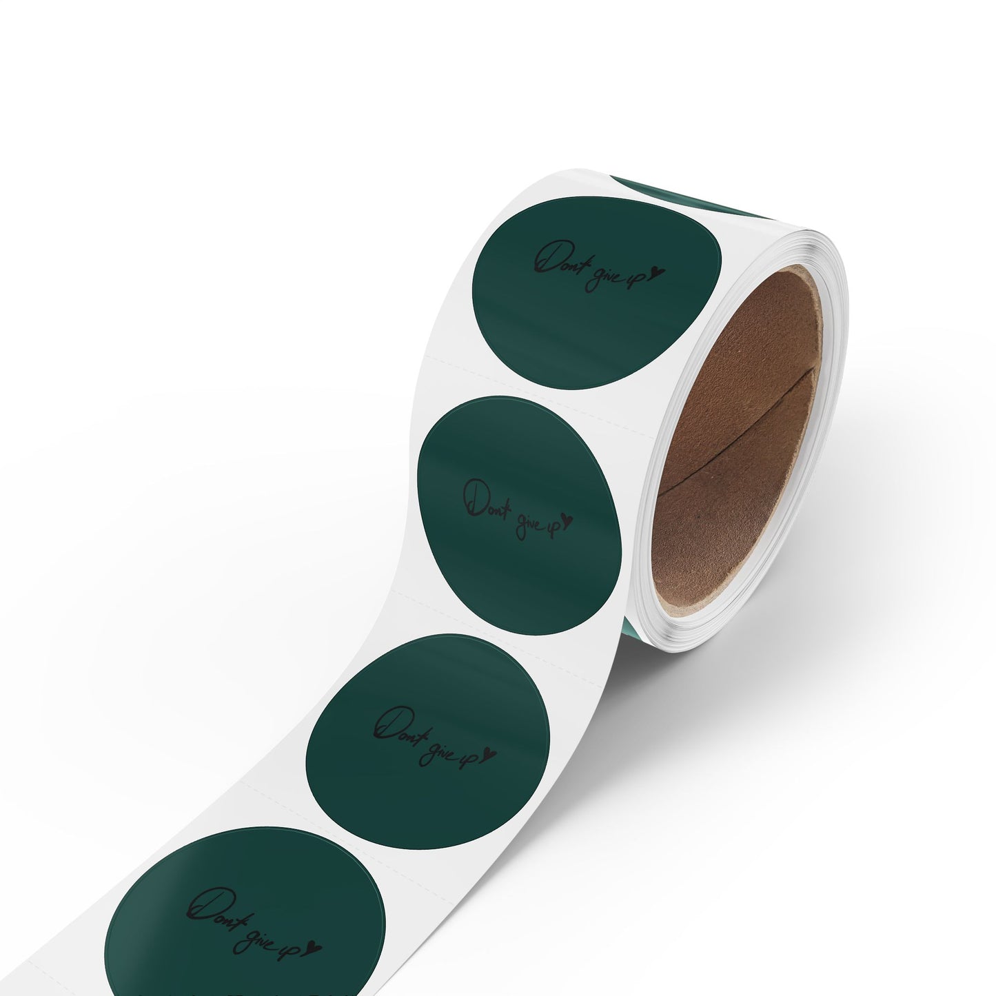 Round Sticker Roll — Dark Green “Don’t Give Up” Motivational Labels