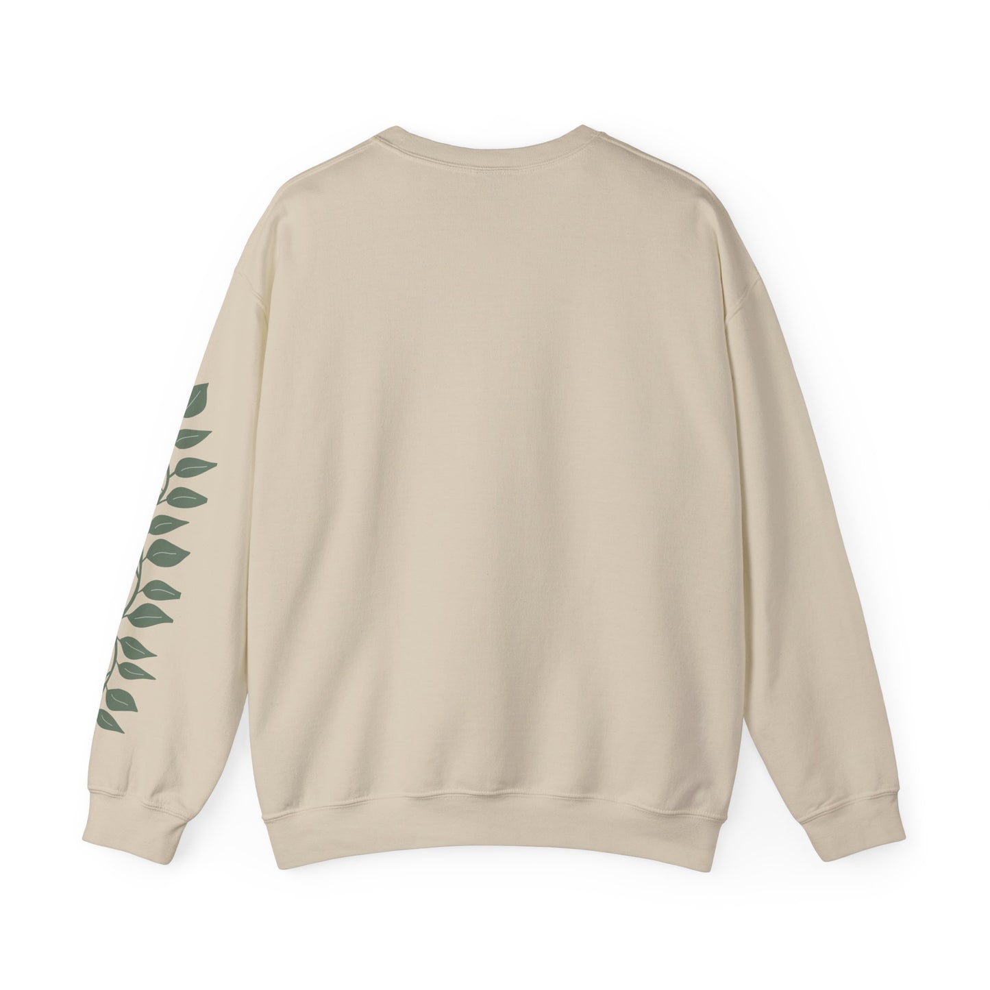 Crewneck Sweatshirt — "Reborn Again" Minimalist Botanical Sleeve