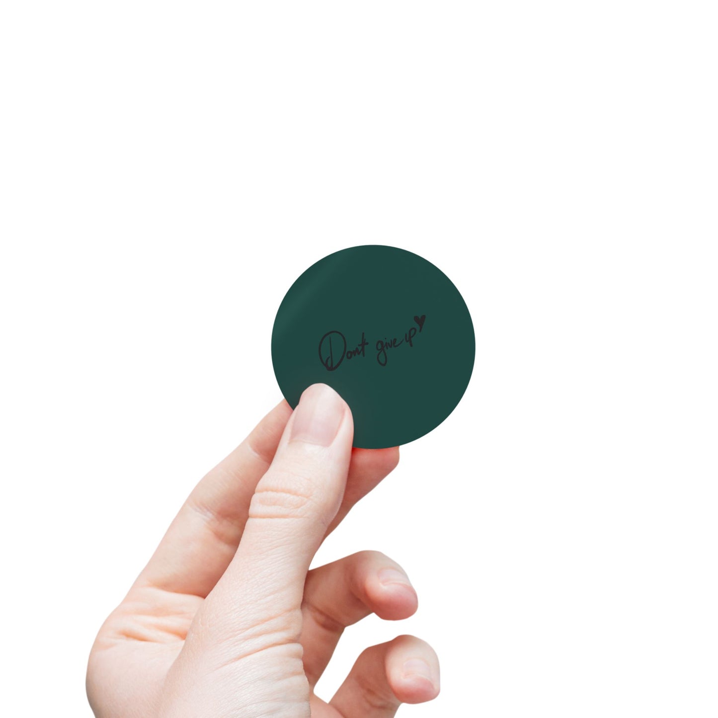 Round Sticker Roll — Dark Green “Don’t Give Up” Motivational Labels