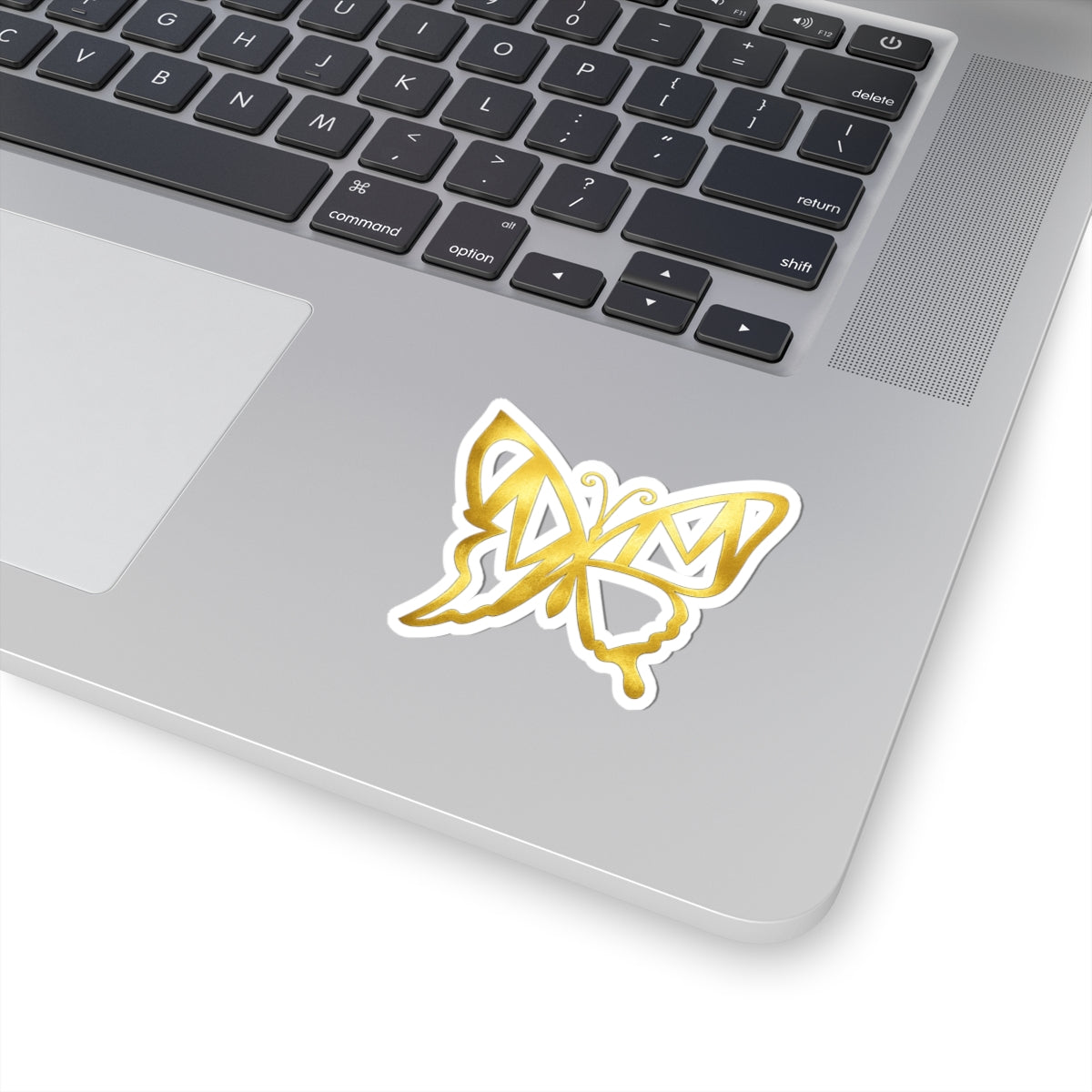 Gold Butterfly Kiss-Cut Sticker — Metallic Butterfly Laptop Decal