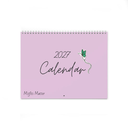 2027 Pink Inspirational Wall Calendar — Monthly Blank Planner with Motivational Quotes
