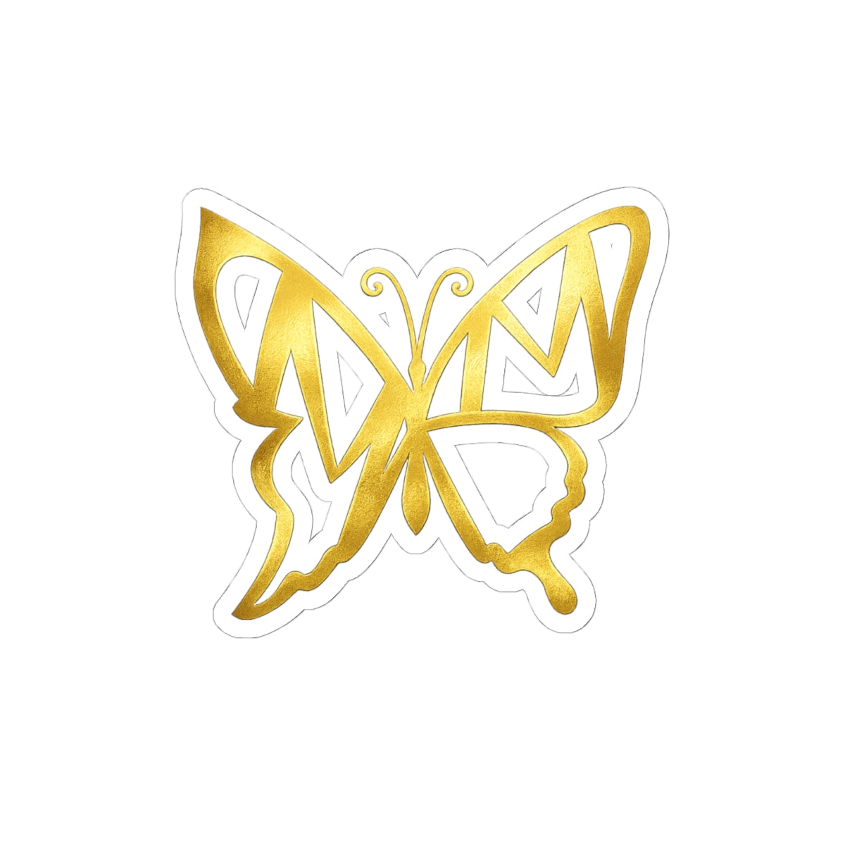 Gold Butterfly Kiss-Cut Sticker — Metallic Butterfly Laptop Decal
