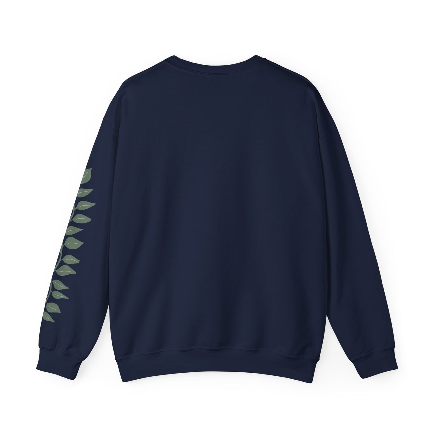 Crewneck Sweatshirt — "Reborn Again" Minimalist Botanical Sleeve